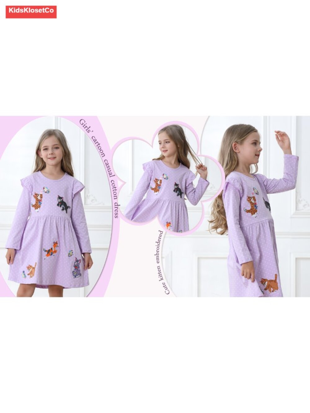 Cotton Long Sleeve Striped T-Shirt Dress with Apple Appliques - Picture 5 of 5
